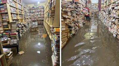 এক রাতেই বৃষ্টির পানিতে তলিয়ে গেল ৫ হাজার বই