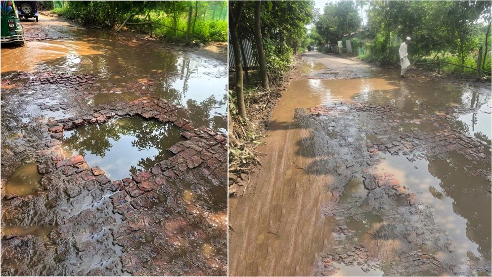 বাঞ্ছারামপুরে ভাঙা সড়কে চরম দুর্ভোগ, সামান্য বৃষ্টিতেই জলাবদ্ধতা