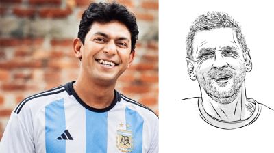 মেসির ছবি আঁকলেন চঞ্চল চৌধুরী