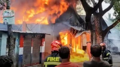 নাটোরে পেট্রোল পাম্পে আগুন