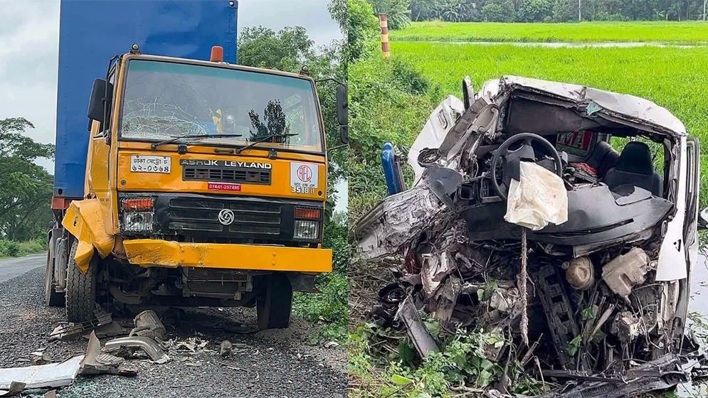 লাশ নিয়ে বাড়ি ফেরার পথে অ্যাম্বুলেন্স-কাভার্ডভ্যান সংঘর্ষ, আশঙ্কাজনক চার