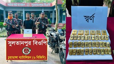 ১৩ কোটি টাকা মূল্যের ৭ কেজি স্বর্ণসহ পাচারকারী আটক