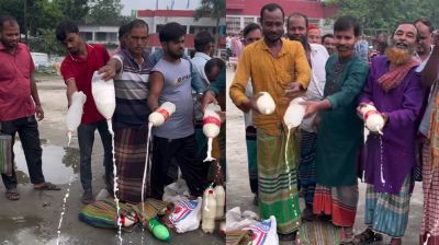 দুধে ৬০ শতাংশ পানি, ৩ মণ দুধ ফেলে দিল জনতা