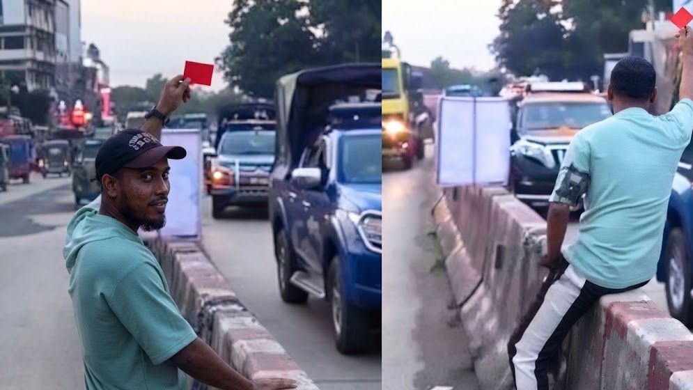 লংমার্চের গাড়িবহরকে লাল কার্ড, মিলল যুবকের পরিচয়