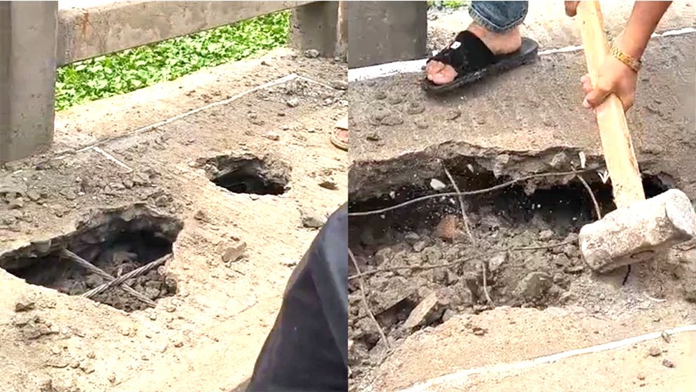 এবার নির্মাণাধীন সেতুতে রডের বদলে জিআই তার