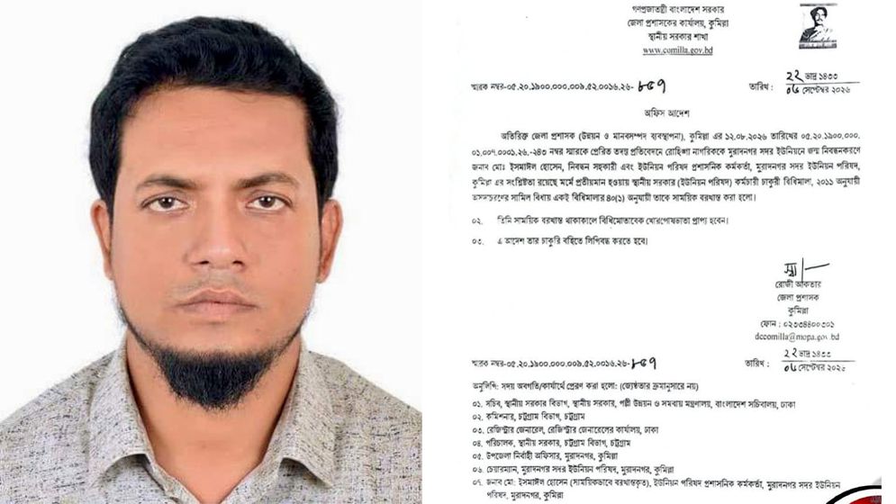 রোহিঙ্গাদের জন্মসনদ প্রদান, ইউপি প্রশাসনিক কর্মকর্তা বরখাস্ত