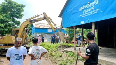মেঘনায় সরকারি খাসজমিতে অবৈধ স্থাপনা, উচ্ছেদ অভিযান