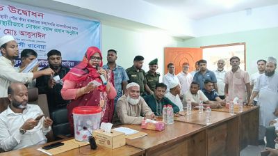 আখাউড়ায় যানজট নিরসনে হকার পুনর্বাসন মার্কেটের উদ্বোধন
