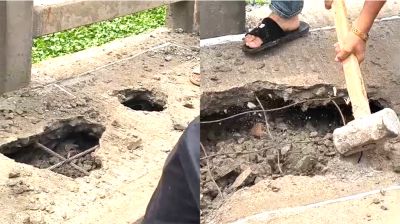 এবার নির্মাণাধীন সেতুতে রডের বদলে জিআই তার