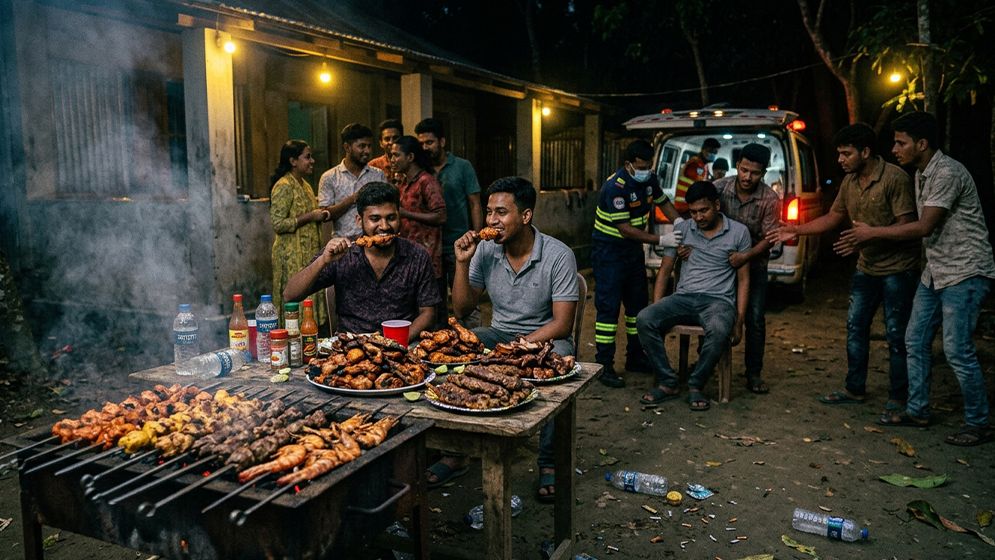 বারবিকিউ পার্টিতে মদপানে তরুণের মৃত্যু, গুরুতর অসুস্থ আরও ৪