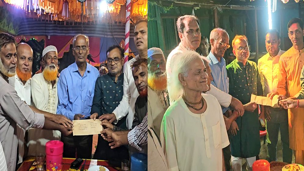 আখাউড়ার পাঁচ পূজামণ্ডপে সংসদ সদস্যের অনুদান