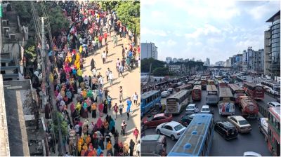 উত্তরায় পোশাকশ্রমিকদের ফের সড়ক অবরোধ